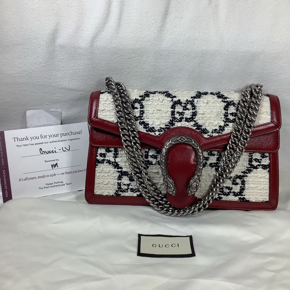 Gucci GG Tweed Chain Flap Shoulder Bag